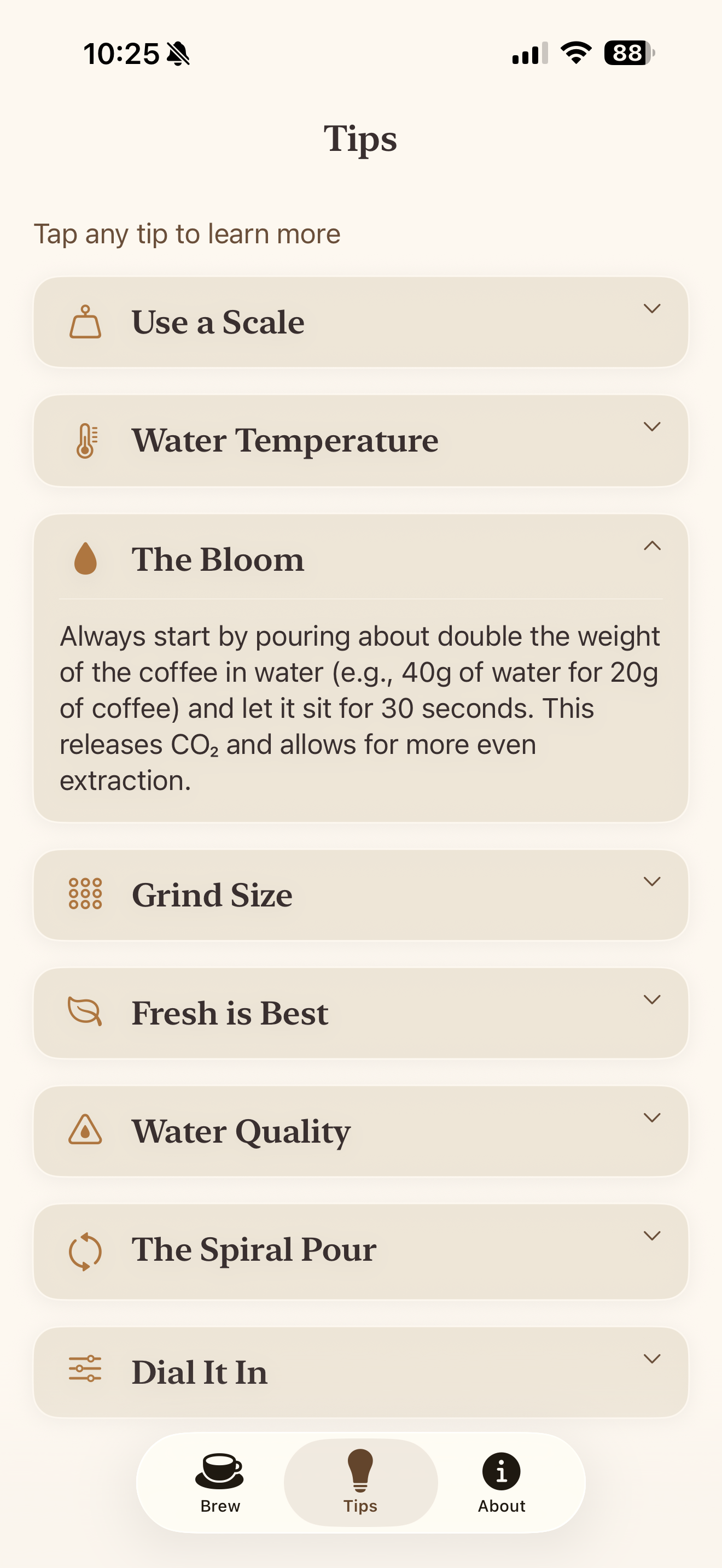 Expanded tip showing bloom technique details